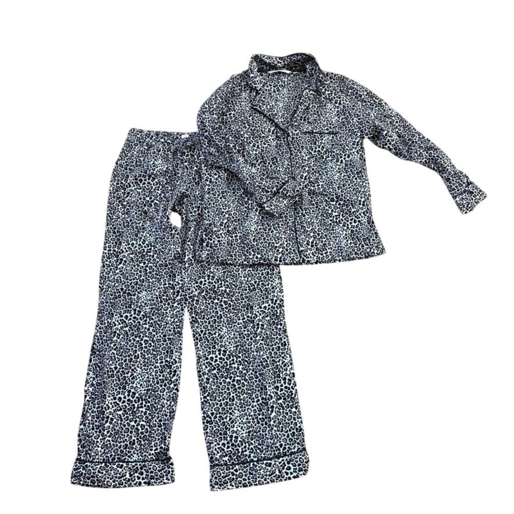 Victoria's Secret Cheetah Print Pajama Set 100% Cotton XS Button Front w/ Pants